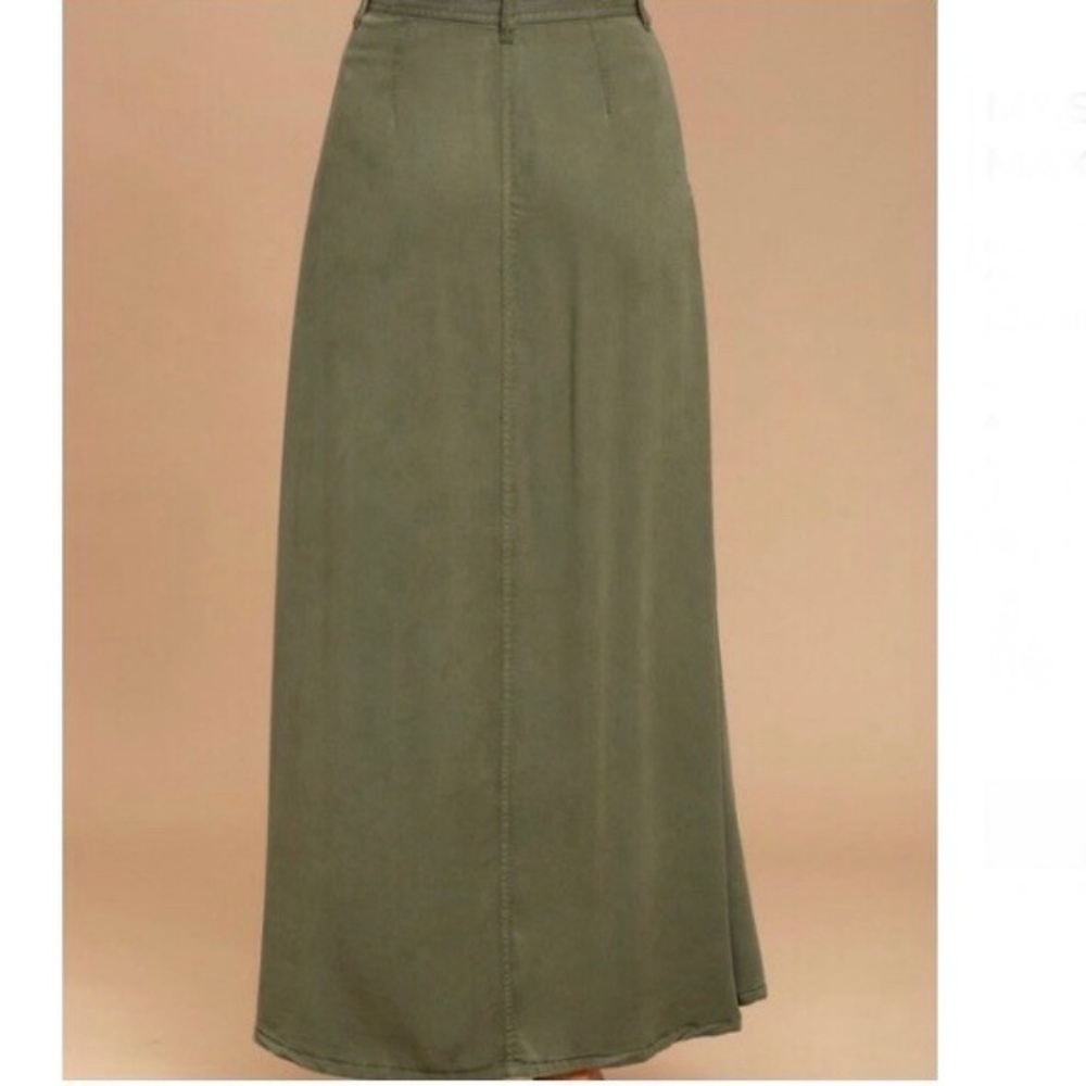 PISTOLA Olive Green Maxi Skirt with Front Buttons - Picture 4 of 8